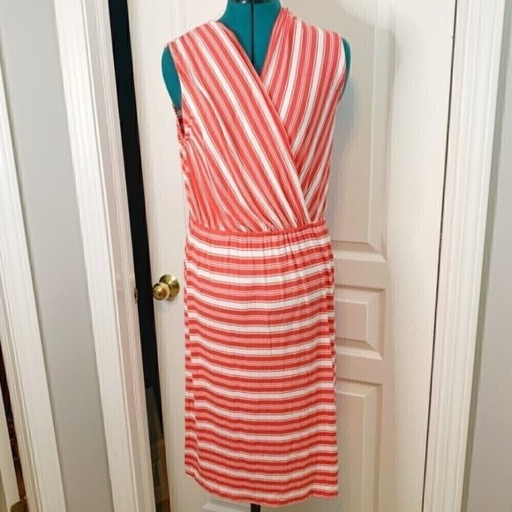 Merona Stripe V Neck Sleeveless Summer Comfy Casual Lightweight Dress